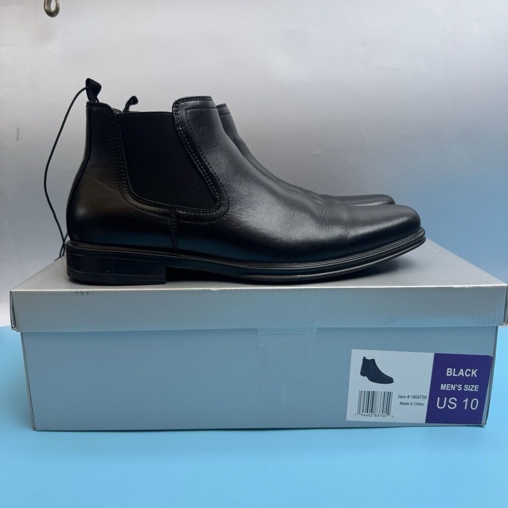 Perry Ellis Portfolio Chelsea Boots Black Leather Men US 10 Used Excellent